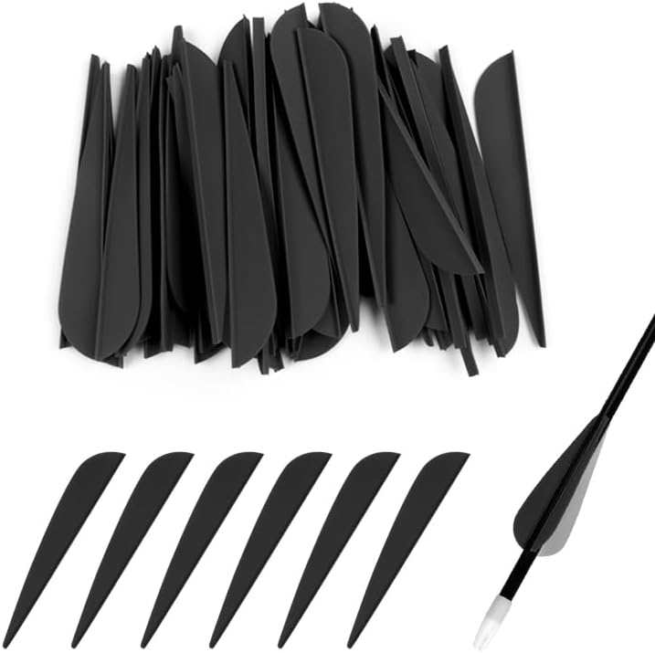 TY Archery 4 Inch Archery Fletches Plastic TPU Fletching Vanes Feathers Vane DIY for Archery Arrows Carbon Arrow Hunting Target Shooting - Pack of 50 - Image 1